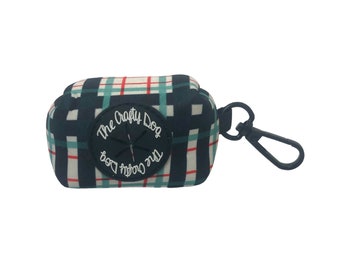 The Crafty Dog Co - Peppermint Plaid Poop Bag Holder - Accessory Christmas Festive Winter Gingham Red Green White Stripes UK Girl Boy