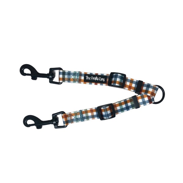 The Crafty Dog Co - Grandad Plaid Lead Splitter Split Lead Houdini Dog Safety Secure Double Ended Lead Dog Lead Pup Puppy Autumn Winter Walk