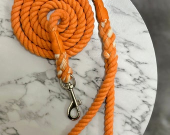 The Crafty Dog Co - Papaya Rope Lead - Orange Cotton Rope Leash