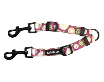 The Crafty Dog Co - Kiwi Kisses Lead Splitter Split Lead Houdini Dog Safety Secure Double Ended Lead Dog Lead Pup Puppy Fruit Salad