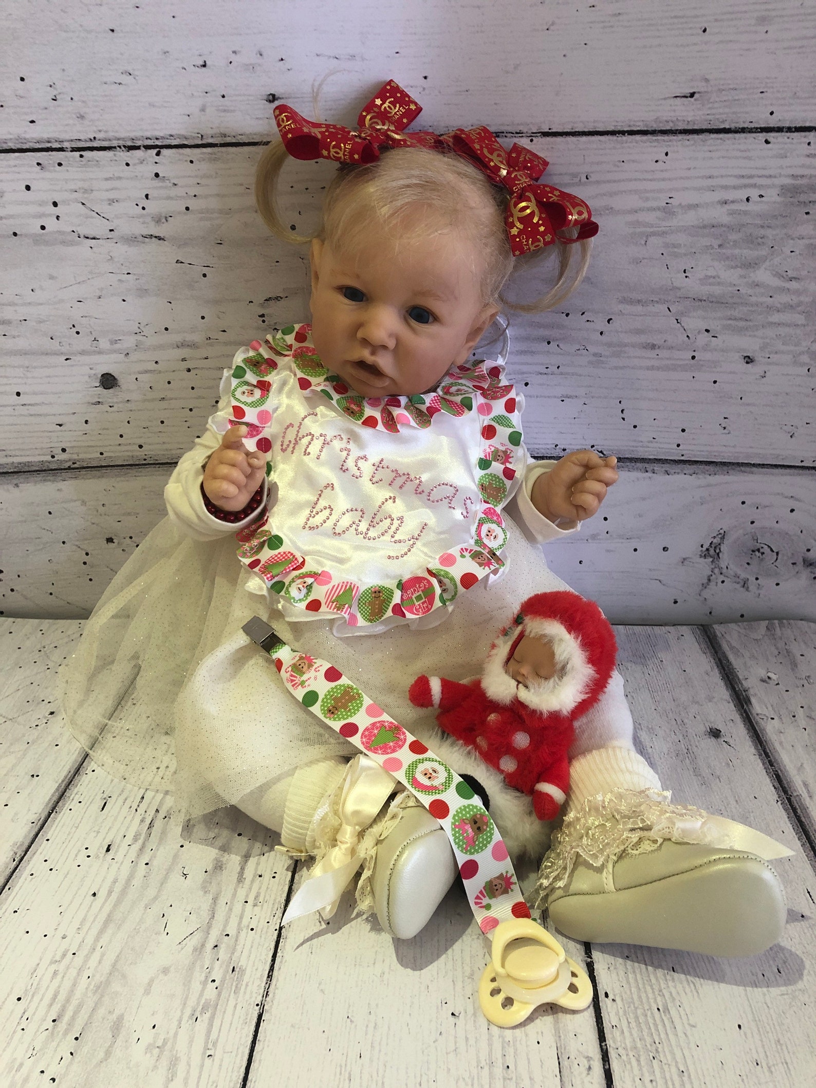 Baby Reborn Dolls Dummy Pacifier Clip and Matching Bib Etsy