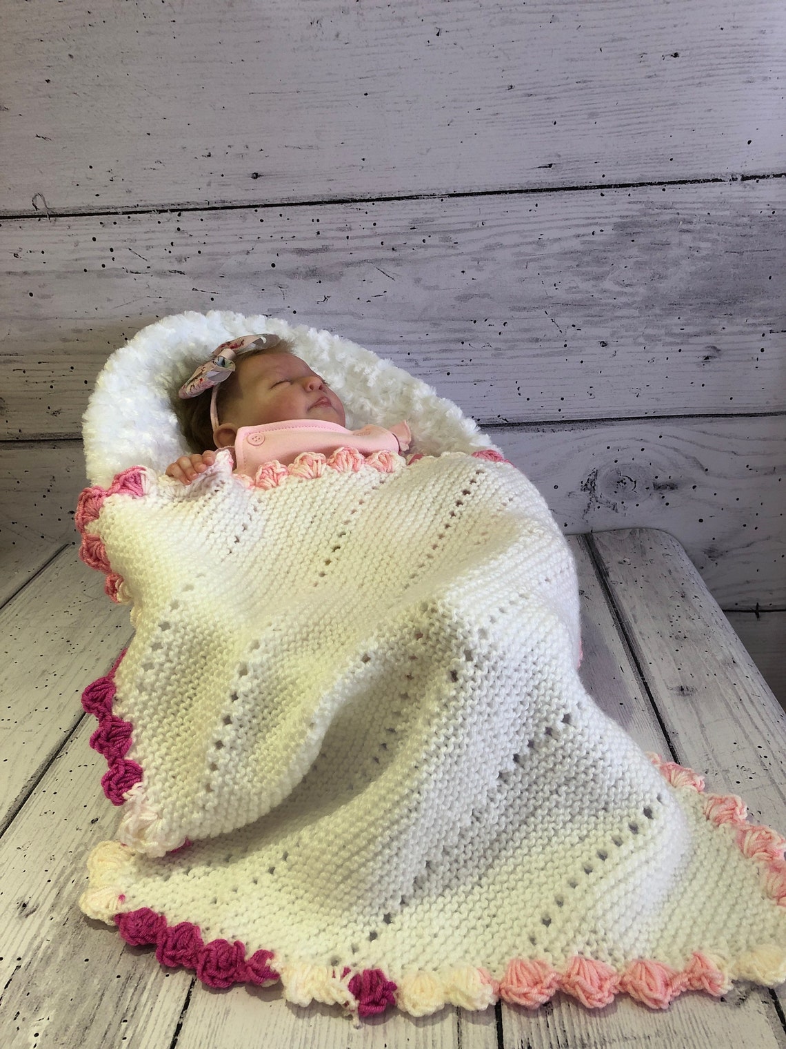Baby Reborn Dolls Medium Knitted Blanket Super Soft White With Etsy