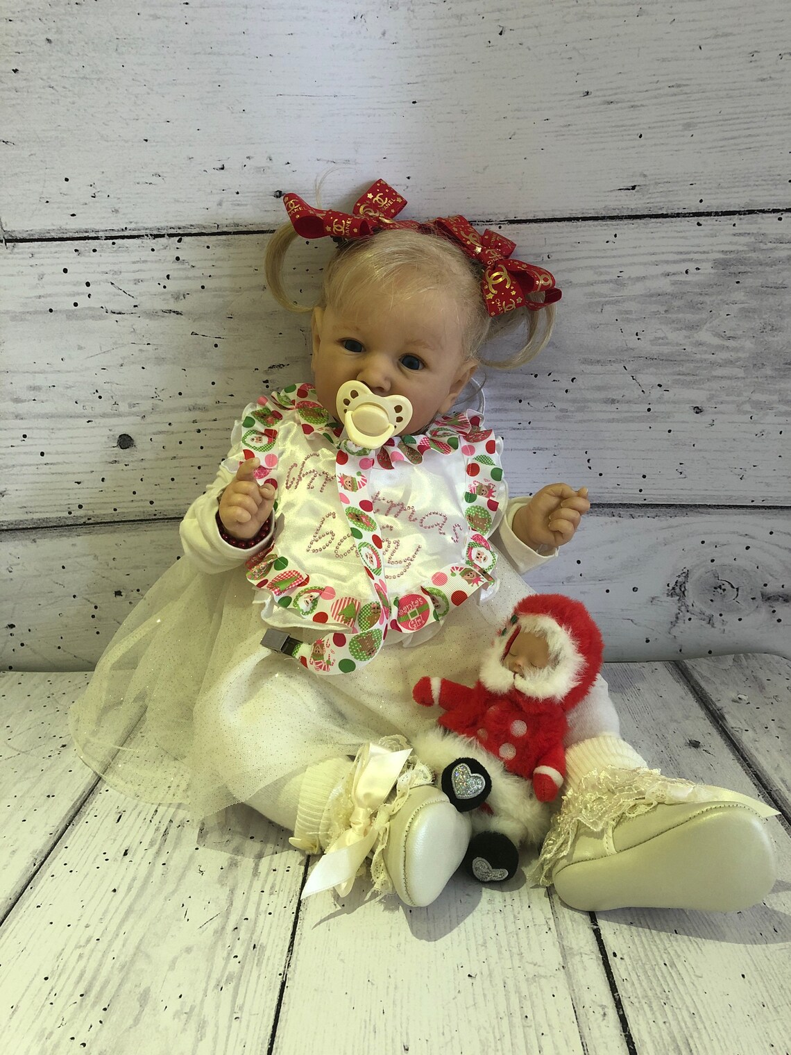 Baby Reborn Dolls Dummy Pacifier Clip and Matching Bib Etsy