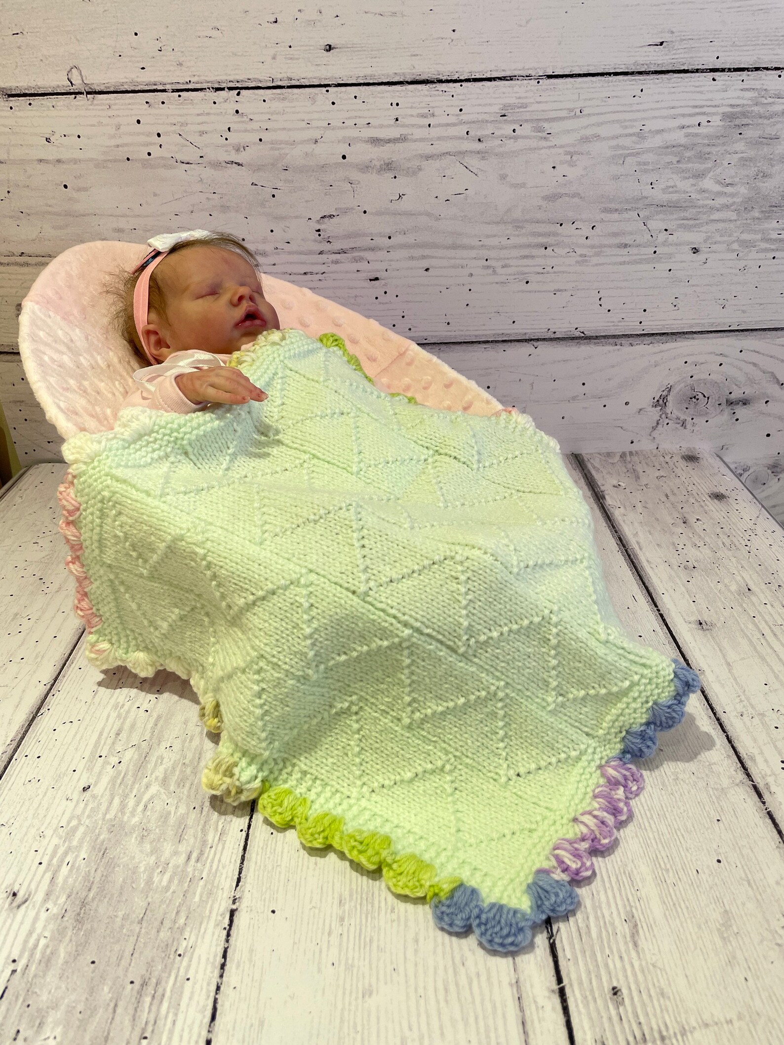 Small Baby Reborn Dolls Blanket Crocheted and Knitted Mint Etsy