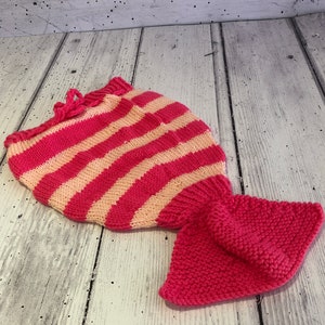 Baby reborn dolls knitted mermaid tail hot pink and pale pink