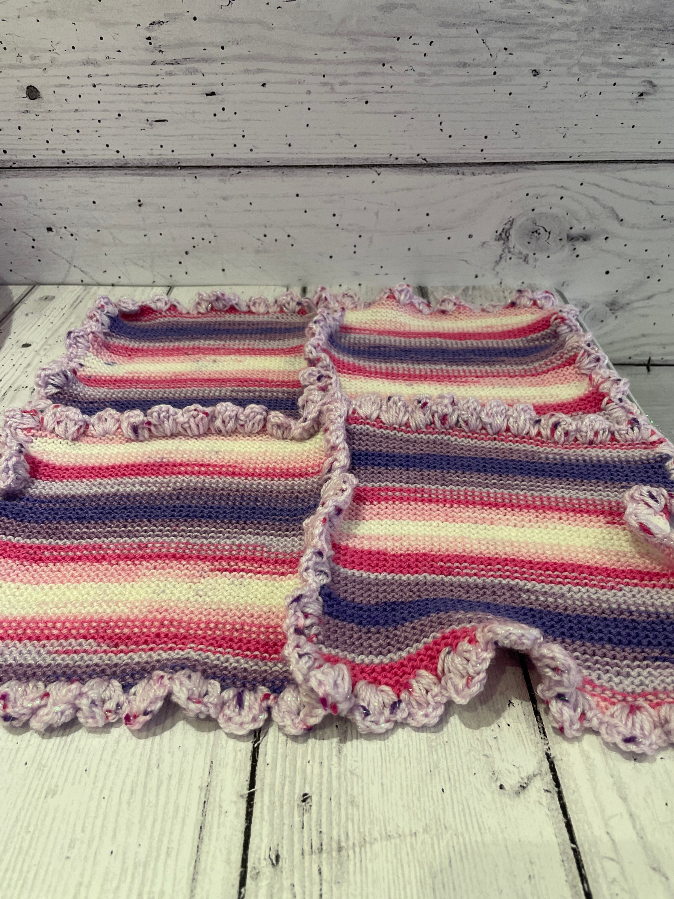 Baby Reborn Dolls Blanket Crocheted and Knitted Pink Purple Etsy UK
