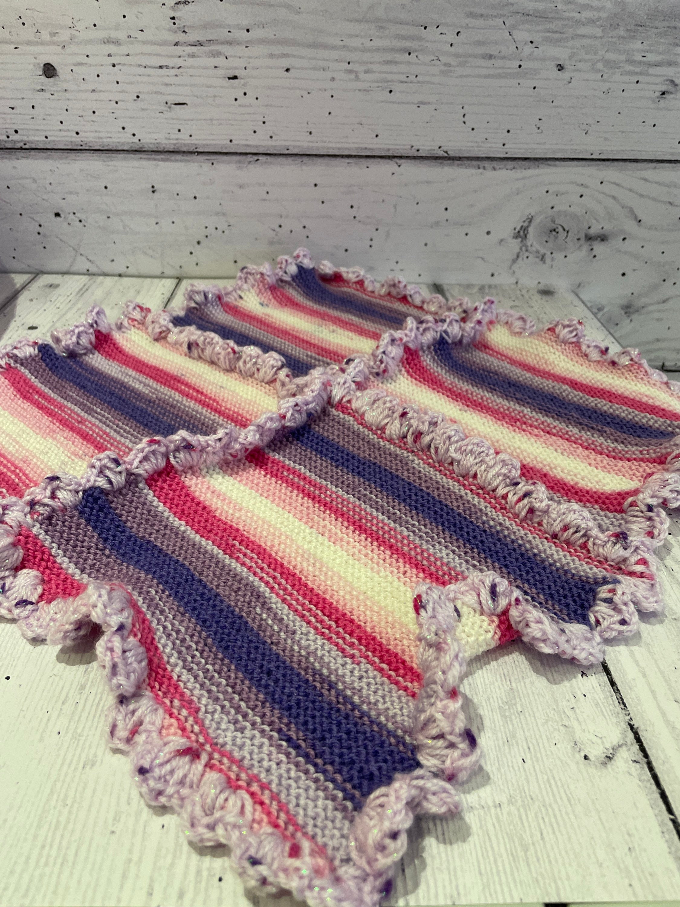 Baby Reborn Dolls Blanket Crocheted and Knitted Pink Purple Etsy UK