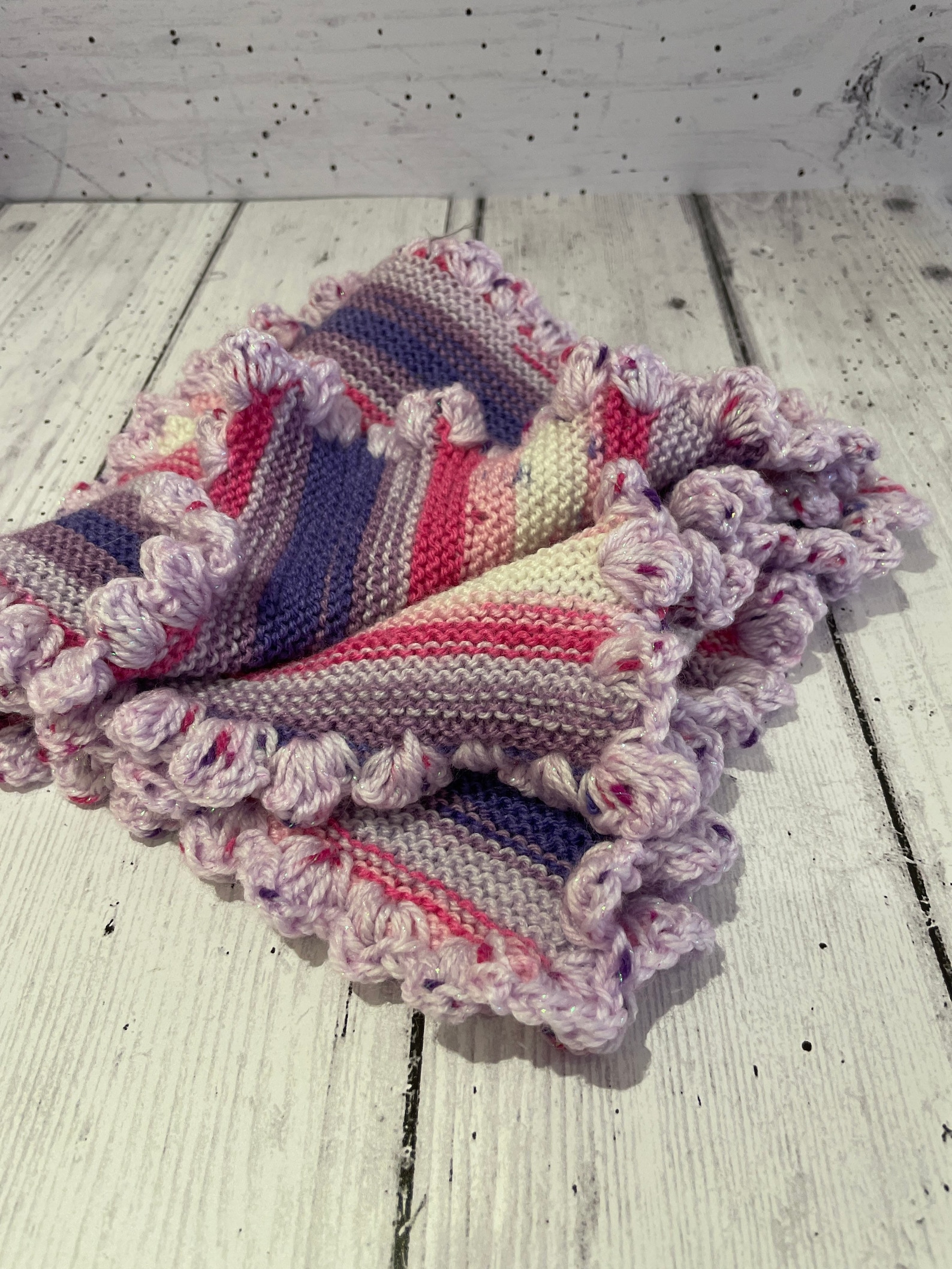 Baby Reborn Dolls Blanket Crocheted and Knitted Pink Purple Etsy