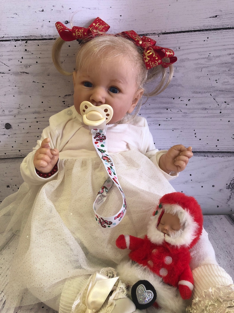 Baby reborn dolls dummy pacifier clip candy cane baby ribbon Etsy