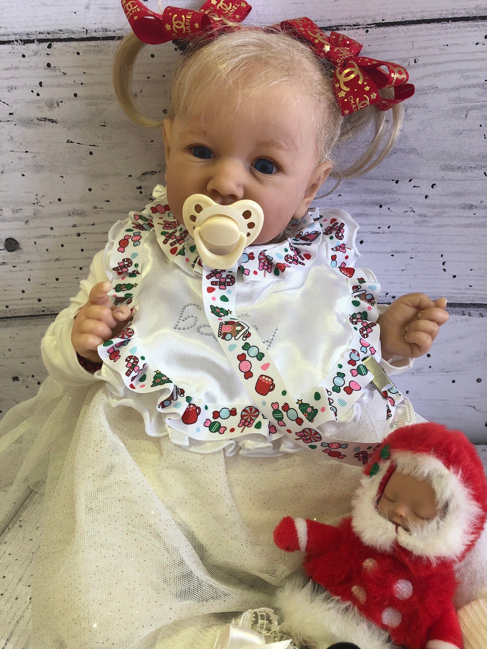 Baby Reborn Dolls Dummy Pacifier Clip and Matching Bib Etsy