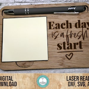 Positive Affirmation Sticky Note Pad Inhaber SVG Laser Cut File, Haftnotizblock Halter SVG, Glowforge Cut File, Notizblockhalter