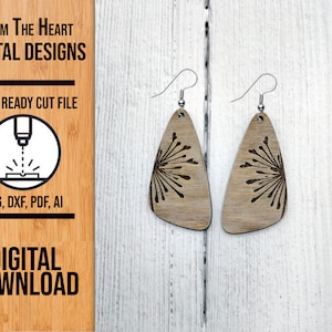 Dandelion Earring SVG Laser Cut File, Dandelion Glowforge Earrings, Laser Cut File, SVG Cut File, Earring File