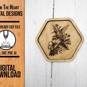 File di taglio laser SVG per piattino portaoggetti Hummingbird, file di taglio SVG per piattino ad anello Hummingbird, file di taglio Glowforge, file di taglio per piattino ad anello, file di taglio laser, SVG