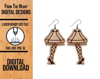Christmas Leg Lamp Earring Template (svg, dxf, pdf, ai) (Digital Download)