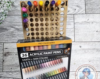 Laser Cut Acrylic Paint Pen Holder SVG: 128 Pen Organizer (Digital Download)