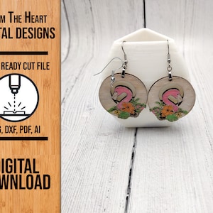 Floral Flamingo Earrings Laser Cut SVG File (Digital Download)