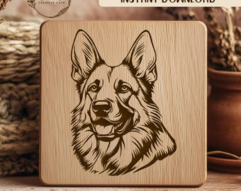 German Shepherd SVG Laser Engraving File, Dog Vector, Pet Portrait, Canine Art, Animal Lover Gift, DIY Craft, Laser Cut File, Cricut