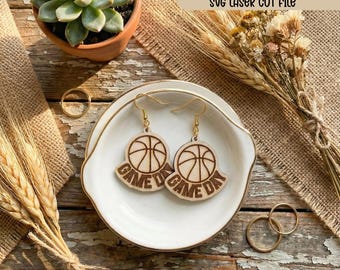 Basketball Earring SVG Cut File: Game Day Laser Design, Fall Sports Fan Jewelry, SVG for Glowforge