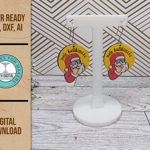 Mele Kalikimaka Shaka Santa Ohrring Laser geschnitten SVG-Datei, Mele Kalikimaka Santa Glowforge Ohrring Schnittdatei, Laserschnitt SVG