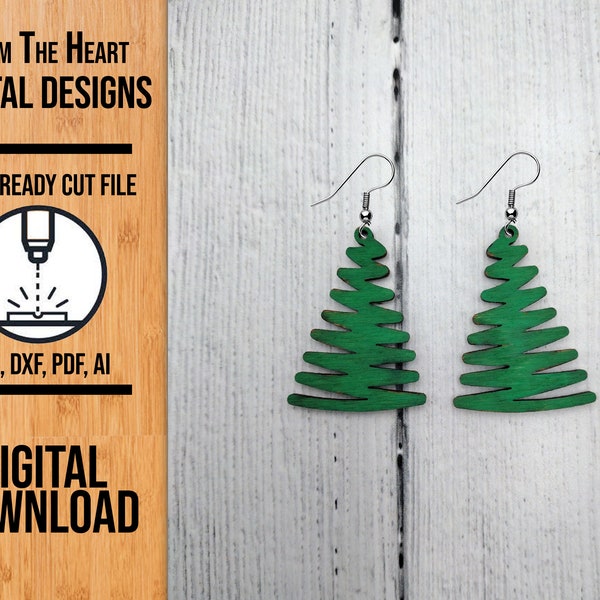 Christmas Tree Earring Laser Cut SVG File, Glowforge Earring Cut File, Laser Cut SVG, Laser Cut File