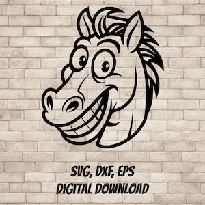 Cartoon Style Smiling Horse Head SVG Design Element