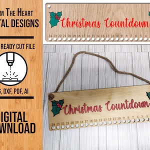 Zuckerstangen-Countdown SVG Laser Cut Datei / Zuckerstangen-Countdown SVG / Glowforge Cut-Datei / Weihnachten Cut-Datei / Digitale SVG-Datei / Laser Cut-Datei