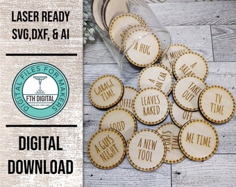 Father's Day Tokens SVG Laser Cut File, Dad Needs Tokens SVG, Glowforge Cut File, Dad Tokens Cut File, Digital SVG, Laser Cut File