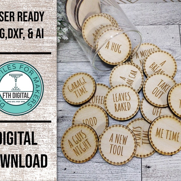 Father's Day Tokens SVG Laser Cut File, Dad Needs Tokens SVG, Glowforge Cut File, Dad Tokens Cut File, Digital SVG, Laser Cut File