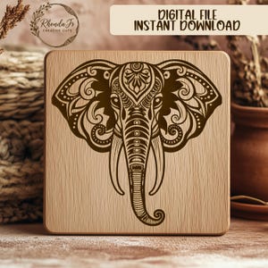 Elephant Head SVG, Tribal Elephant SVG Laser Engraving File, Mandala Elephant Vector, Intricate Elephant Outline, Animal SVG Cut File
