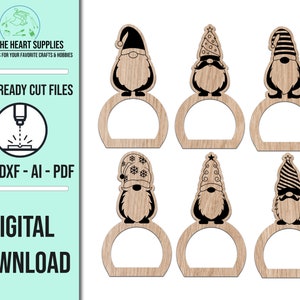 Weihnachten Serviettenring SVG Bundle, Gnome SVG Schnittdatei, Glowforge Laser Cut-Datei, Laser SVG-Datei, digitale Datei, Serviettenring