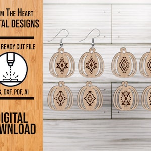 Boho Pumpkin Earring SVG Laser Cut File, Boho Aztec Pumpkin Glowforge Earrings, Laser Cut File, SVG Cut File, Earring File