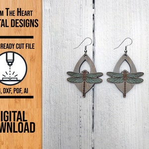 Dragonfly Cutout Earring Glowforge SVG Laser Cut File, Dragonfly Glowforge Earrings, Laser Cut File, Laser Cut Earring File