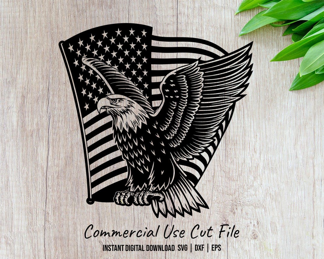 Bald Eagle SVG File - Patriotic Eagle With USA Flag Design, SVG Cut ...