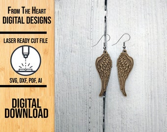 Angel Wing Earring Template: Laser Cut SVG File (Digital Download)