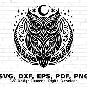 Skomplikowana sowa Mandala SVG, plik cięcia sowy dla Cricut, szczegółowy projekt sowy, sowa SVG dla sylwetki, zwierzę mandali SVG