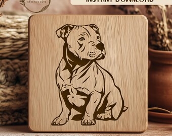 Pitbull SVG File For Laser Engraving, Dog Vector, Animal Art, CNC Router, Cricut, Silhouette, Pet Portrait, Laser Cut File