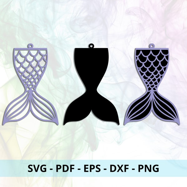 Mermaid Tail Earring Template | Earring SVG Cut File | For Cricut, Silhouette, & Glowforge | Mermaid Earring Cut File | Laser Cut File