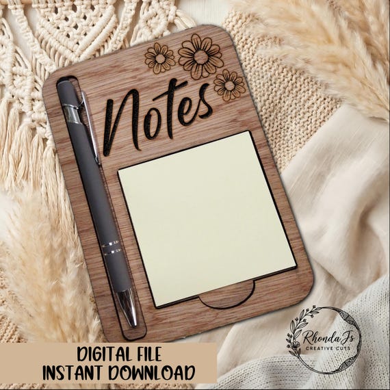 Sticky Note Pad Holder SVG Laser Cut File (Digital Download)