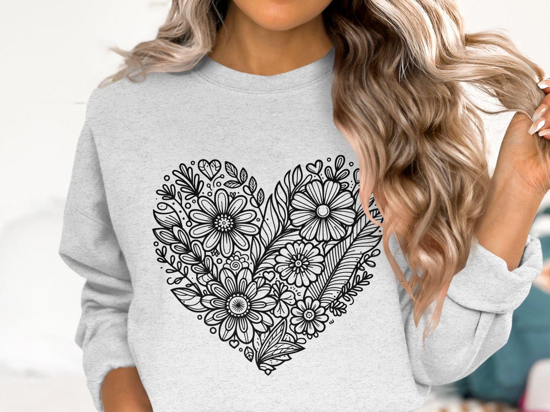Floral Heart SVG File for Cricut and Silhouette, Flower Bouquet Cut ...