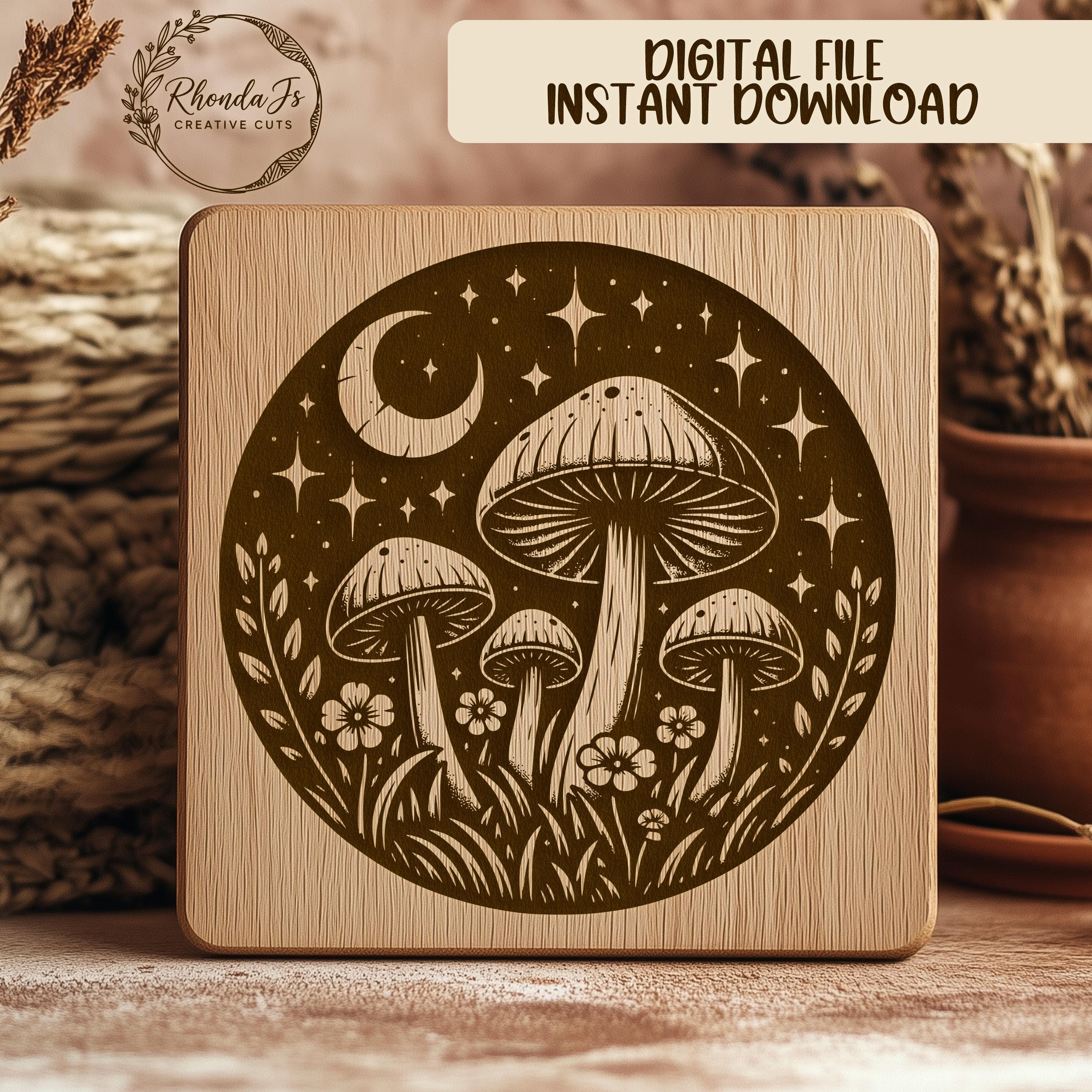 Mystical Mushroom SVG File for Laser Engraving, Celestial Nightscape ...