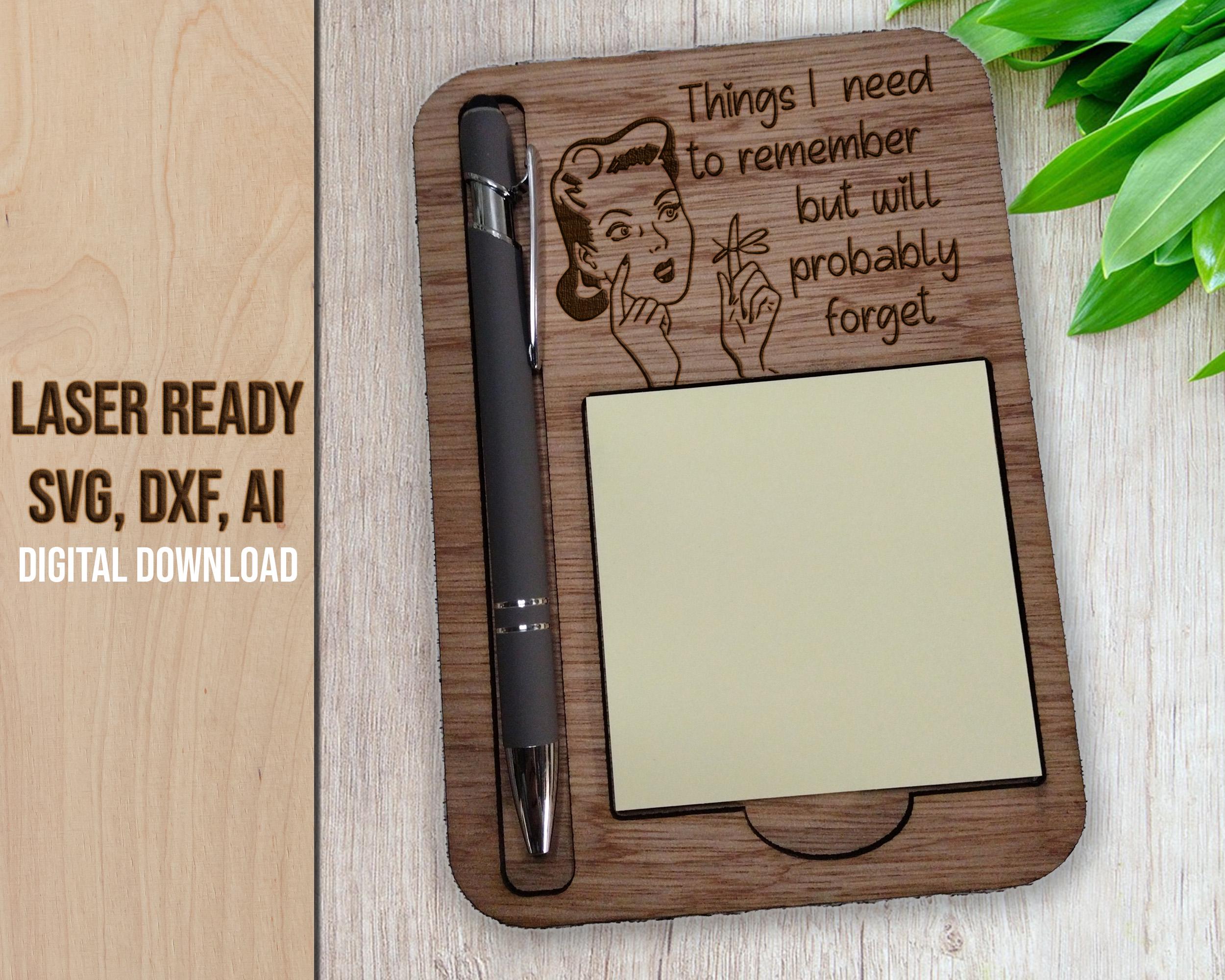 Sticky Note Pad Holder SVG Laser Cut File (Digital Download)