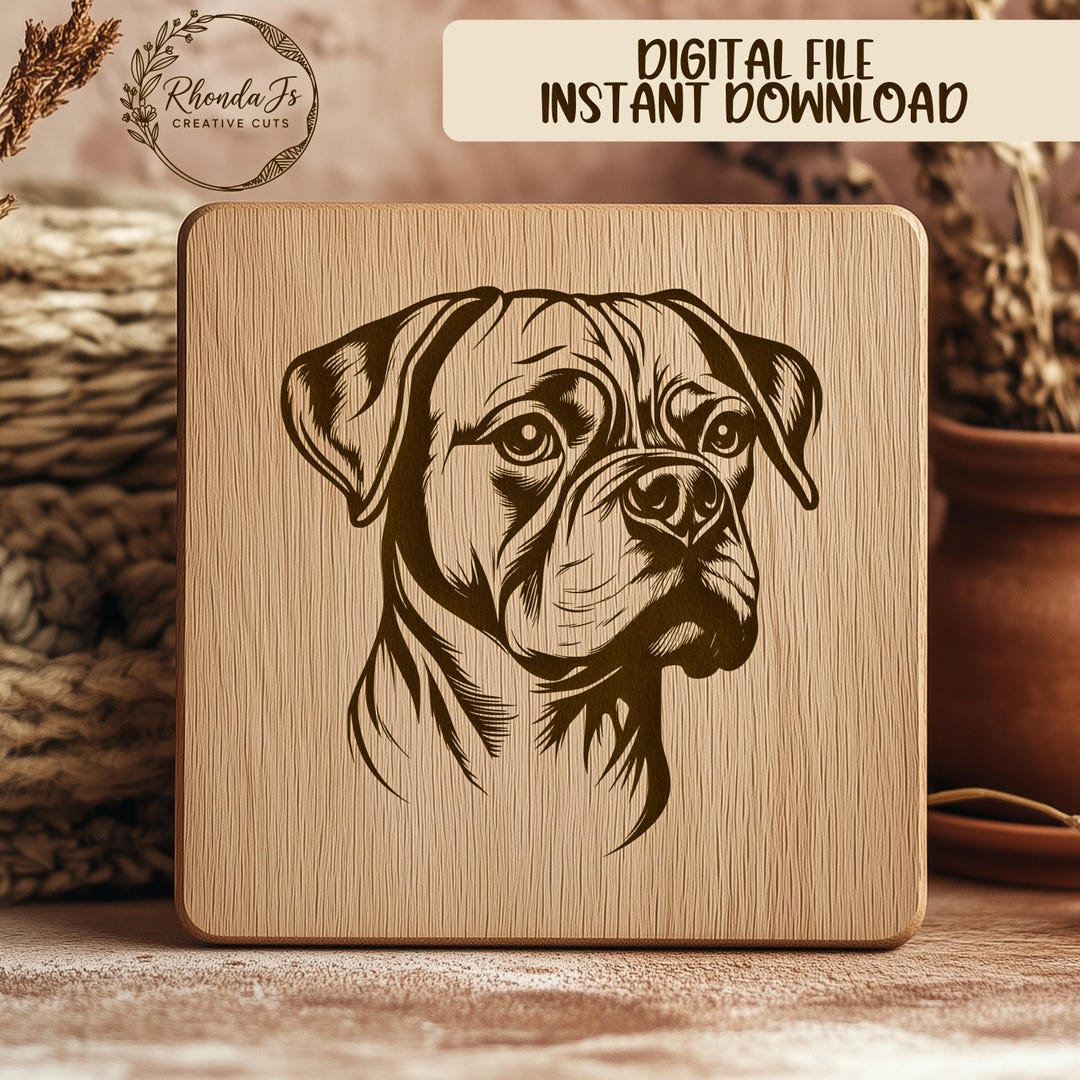 Boxer Dog SVG Laser Engraving File, Pet Portrait Cut File, Animal ...