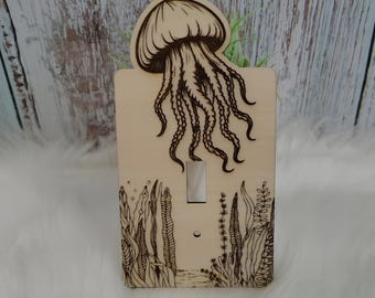 Jellyfish Switchplate Cover SVG Laser Cut File: Sea Life Decor