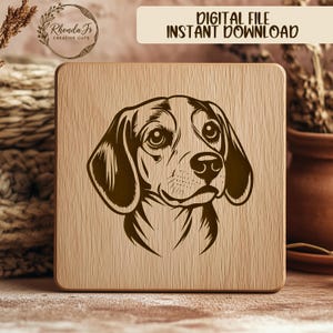 Archivo SVG de grabado láser de perro beagle, archivo de corte vectorial de raza de perro, archivo de fresadora CNC, retrato de mascota, regalo para amantes de los animales, descarga digital