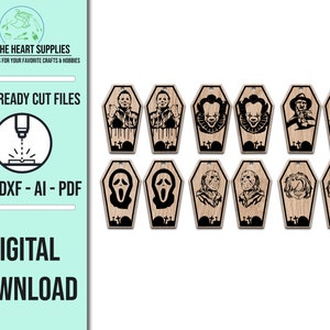 Horror Sarg Ohrring Bundle SVG Vorlage | SVG-Schnittdatei | Horror Ohrring SVG Schnitt Datei | Glowforge Laserdatei | Laser-Cut-Datei