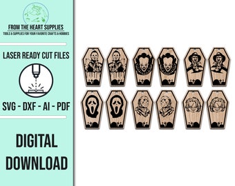 Horror Coffin Earring SVG Bundle: Laser Cut File (Digital Download)