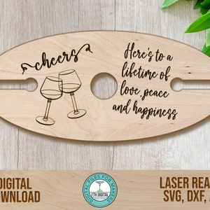 Wedding Gift Wine Caddy SVG Laser Cut File, Wedding Toast Wine Butler SVG, Glowforge Cut File, Wine Holder Cut File, Laser Cut File