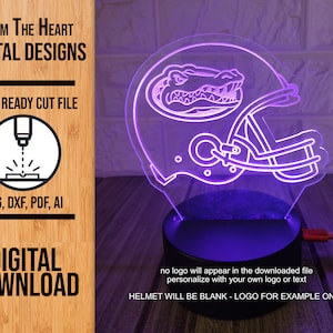 Football Helm Kanten beleuchtet Acryl Nachtlicht SVG Laser geschnitten Datei, Glowforge Lichtdatei, Nachtlicht SVG, Nachtlicht Digital geschnitten Datei