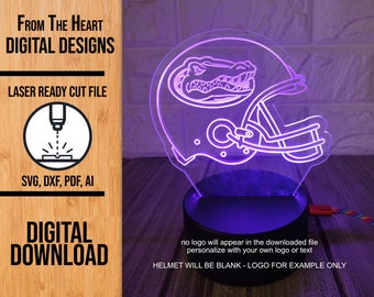 Football Helmet Night Light SVG: Edge Lit Acrylic Laser Cut File (Digital Download)