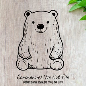 Smiling Bear Cut File Instant Download SVG Design